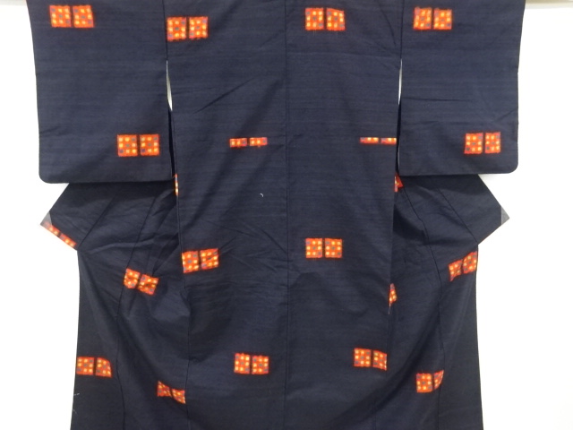 JAPANESE KIMONO / VINTAGE KIMONO / TSUMUGI / WOVEN KASURI PATTERN